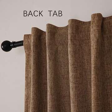 INLINAS 52 x 84 Inch Linen Bamboo Knots Texture Blackout Curtains - 100% Light Blocking, Noise Reducing Triple Layer Fabric Back Tab and Rod Pocket for Bedroom, Set of 2, Brown