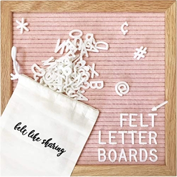 Light Pink Felt Letter Board 10x10 with 300 White Letters for Baby Announcements & Home Decor