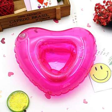 Inflatable Drink Holder 3 Pack Heart Drink Pool Floats Cup Holders for Summer Pool Party, Variety Shape to Choose