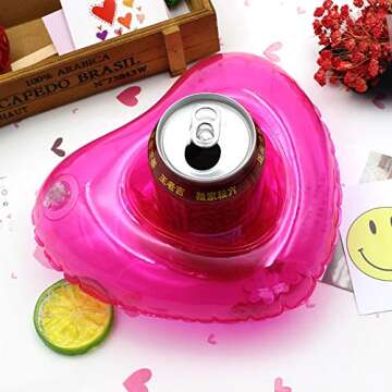 Inflatable Drink Holder 3 Pack Heart Drink Pool Floats Cup Holders for Summer Pool Party, Variety Shape to Choose