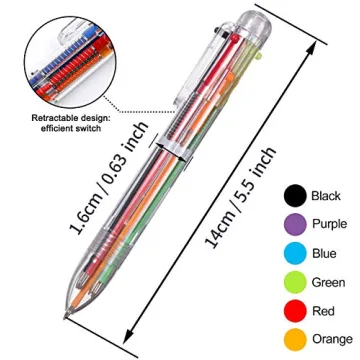 EEOYU 6 Pack Multicolor 6-in-1 Retractable Ballpoint Pens