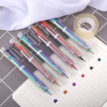 EEOYU 6 Pack Multicolor 6-in-1 Retractable Ballpoint Pens