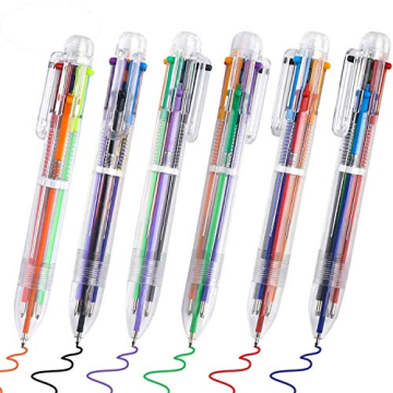 EEOYU 6 Pack Multicolor 6-in-1 Retractable Ballpoint Pens