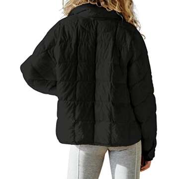 Aiopr Women's Oversized Lightweight Down Coat Long Sleeve Zip Packable Short Puffer Jackets