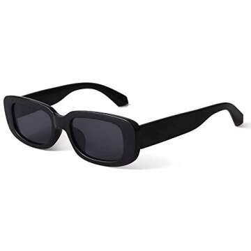 BTHS Rectangle Sunglasses for Women Retro Driving Glasses 90’s Vintage Fashion Narrow Square Frame UV400 Protection （2pc）