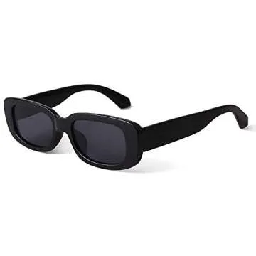 BTHS Rectangle Sunglasses for Women Retro Driving Glasses 90’s Vintage Fashion Narrow Square Frame UV400 Protection （2pc）