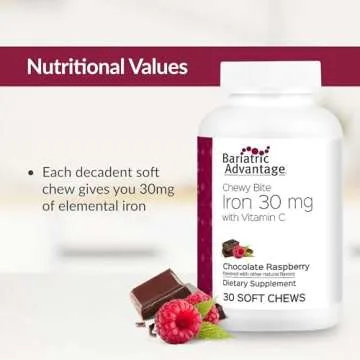 Bariatric Advantage Iron Chewy Bite Chocolate Raspberry Truffle (30 mg iron, 60 mg vitamin c) 30 count