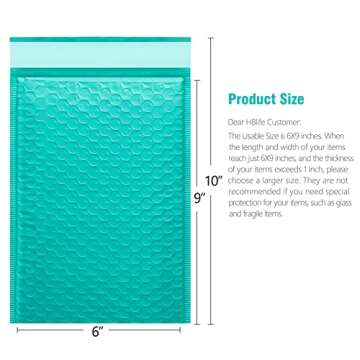 HBlife 25Pcs Bubble Mailers, 6x10 Inches Self Seal Teal Poly Mailers, Padded Envelopes Shipping Bags...