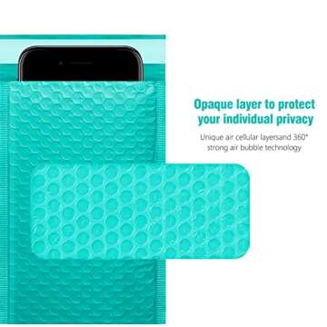HBlife 25Pcs Bubble Mailers, 6x10 Inches Self Seal Teal Poly Mailers, Padded Envelopes Shipping Bags Packaging for Small Business