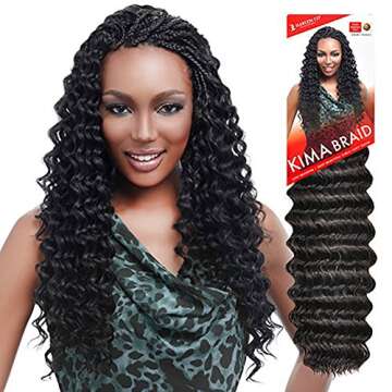 Harlem125 Synthetic Hair Braids Kima Braid Ripple Deep 20" (4-Pack, 1)