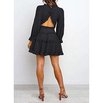 Elegant Eytino Backless Mini Dress for Women, X-Large Black