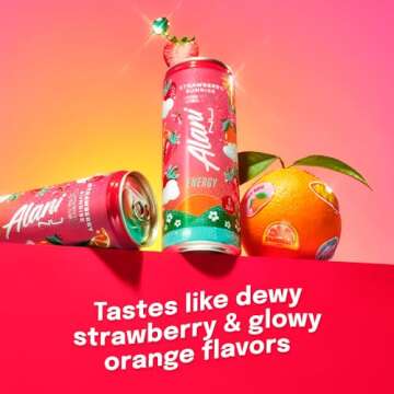 Alani Nu STRAWBERRY SUNRISE Sugar Free, Low Calorie Energy Drinks, 200mg Caffeine, Biotin B Vitamins...