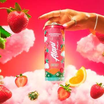 Alani Nu STRAWBERRY SUNRISE Sugar Free, Low Calorie Energy Drinks, 200mg Caffeine, Biotin B Vitamins, Zero Sugar, 10 Calories, 12 Fl Oz Cans, 24 Pack