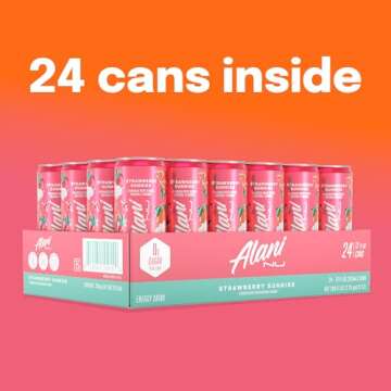Alani Nu STRAWBERRY SUNRISE Sugar Free, Low Calorie Energy Drinks, 200mg Caffeine, Biotin B Vitamins, Zero Sugar, 10 Calories, 12 Fl Oz Cans, 24 Pack