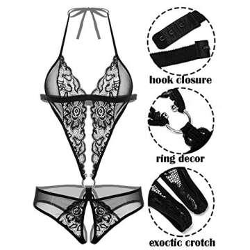 Avidlove Women Deep V Lingerie Lace Teddy One Piece Babydoll Mini Bodysuit