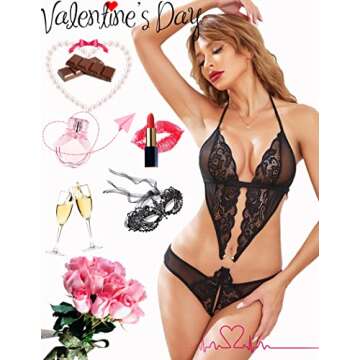 Avidlove Women Deep V Lingerie Lace Teddy One Piece Babydoll Mini Bodysuit