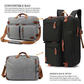 CoolBELL Convertible Backpack Messenger Shoulder bag Laptop Case Handbag Business Briefcase Multi-fu...