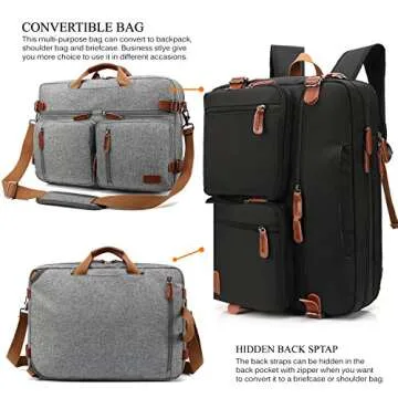 CoolBELL Convertible Backpack Messenger Shoulder bag Laptop Case Handbag Business Briefcase Multi-fu...