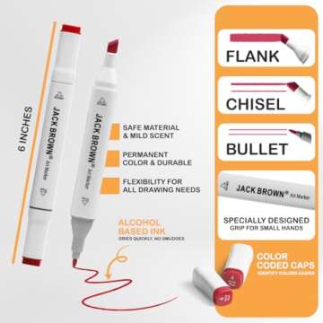 JACK BROWN 120 Colors Alcohol Markers Set with Fine & Chisel Dual Tip - Professional Art Markers for...