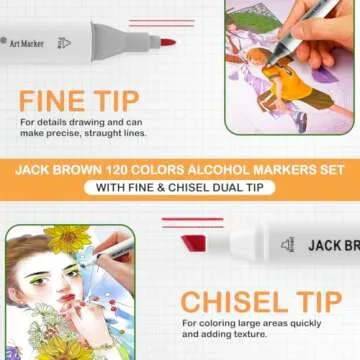 JACK BROWN 120 Colors Alcohol Markers Set with Fine & Chisel Dual Tip - Professional Art Markers for Adults & Kids, Perfect for Drawing, Sketching, Coloring & Animation - Includes Durable Marker Case