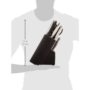 CUISINART Block Knife Set, 17pc Cutlery Knife Set with Steel Blades for Precise Cutting, Lightweight, Stainless Steel, Durable & Dishwasher Safe, C77SS-17P