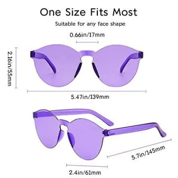 SUNOVELTIES 10 Pack Round One Piece Rimless Tinted Sunglasses, Trendy Transparent Glasses for Teens Adults, Candy Color