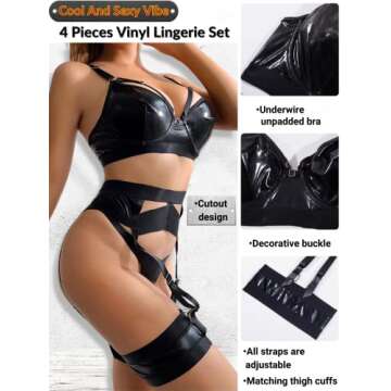 Kaei&Shi Garter Belt Lingerie Set - Strappy Mesh Ensemble Ready for Romance