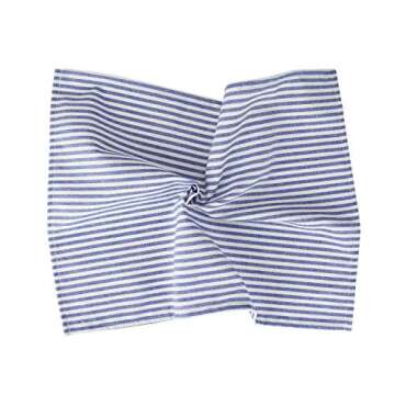 INFEI Plain Striped Cotton Linen Blended Dinner Cloth Napkins - Set of 12 (40 x 30 cm) - for Events & Home Use (Blue)