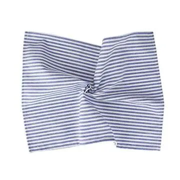 INFEI Plain Striped Cotton Linen Blended Dinner Cloth Napkins - Set of 12 (40 x 30 cm) - for Events & Home Use (Blue)