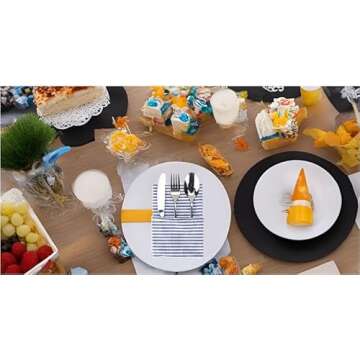 INFEI Plain Striped Cotton Linen Blended Dinner Cloth Napkins - Set of 12 (40 x 30 cm) - for Events & Home Use (Blue)