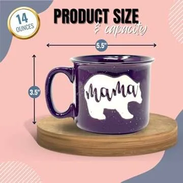 Mama Bear Ceramic Coffee Mug for Mom, Wife, Women – Unique Plum Ceramic Mug – Fun Gifts for Her on Mother’s Day, Birthday, or Christmas – Cute Coffee Cup for Moms, Wives, and Coffee-Loving Women