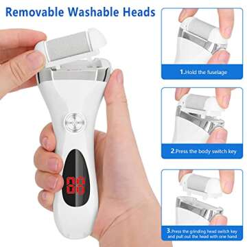 Electric Foot Callus Remover with 3 Grinding Heads