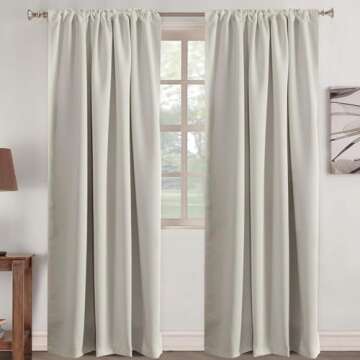 Turquoize Cream Beige Blackout Curtains Thermal Insulated Room Darkening Curtains for Living Room Be...