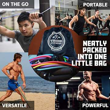 TRIBE Resistance Bands Set &Weights for Exercises Bands for Men/Women with Workout Bands, Handles, Door Anchor, Ankle Straps, Carry Bag, Exercise eBook I Resistance Training, Fitness Equipment
