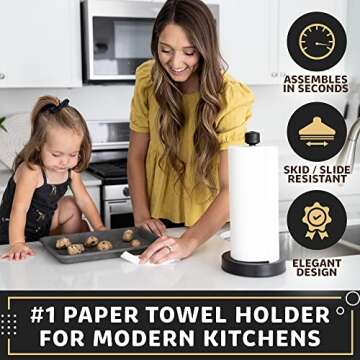Stainless Steel Black Paper Towel Holder Designed for Easy One-Handed Operation - This Sturdy Weight...