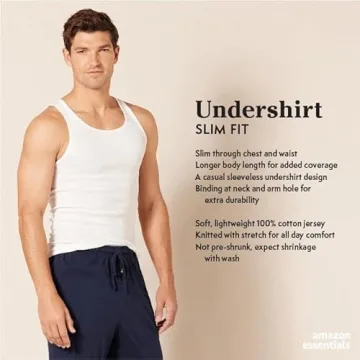 Amazon Essentials Men's Cotton Tank Undershirts 6-Pack