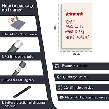 Cute Kitchen Canvas Wall Art - Unframed & Minimalist