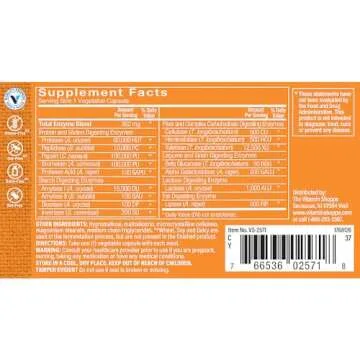 Digest Extra - Digestive Enzymes for Fats, Carbohydrates and Protein Including a Digestive Aid for Gluten and Dairy - Supports Nutrient Absorption (30 Vegetable Capsules) by The Vitamin Shoppe