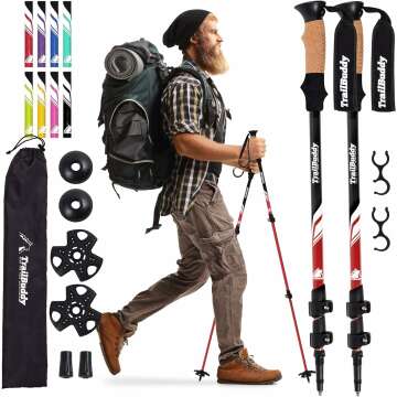 TrailBuddy Lightweight Trekking Poles for Hiking