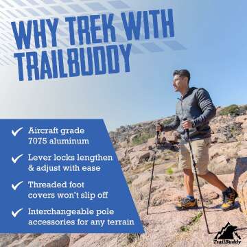 TrailBuddy Lightweight Trekking Poles for Hiking