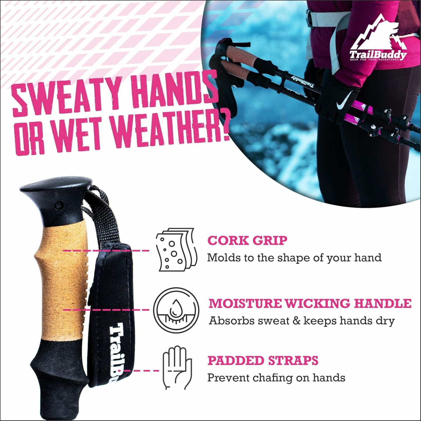 TrailBuddy Lightweight Trekking Poles for Hiking