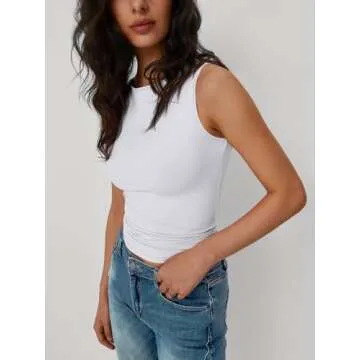 Trendy Queen Women Going Out Casual Tank Tops Spring Summer Basic Cute 2025 Sleeveless Shirt Y2K Fashion Outfit Clothes White XS