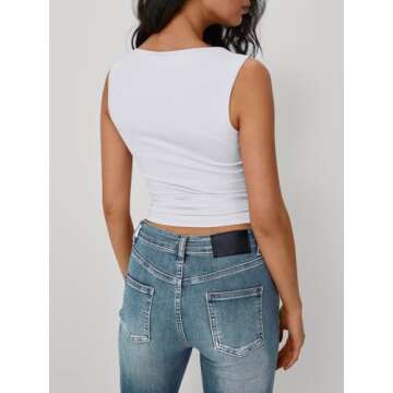 Trendy Queen Women Going Out Casual Tank Tops Spring Summer Basic Cute 2025 Sleeveless Shirt Y2K Fashion Outfit Clothes White XS