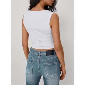 Trendy Queen Women Going Out Casual Tank Tops Spring Summer Basic Cute 2025 Sleeveless Shirt Y2K Fashion Outfit Clothes White XS