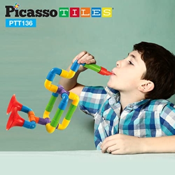 PicassoTiles PTT136 Tubular Pipes Building Block Set