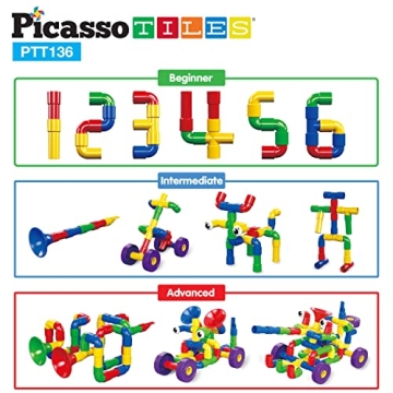 PicassoTiles PTT136 Tubular Pipes Building Block Set