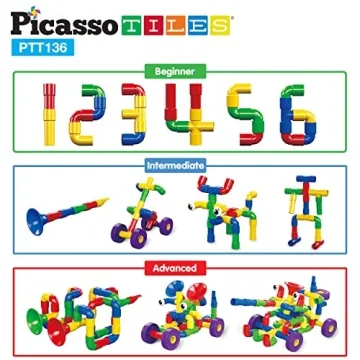 PicassoTiles PTT136 Tubular Pipes Building Block Set
