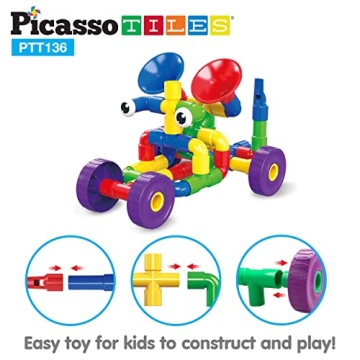 PicassoTiles PTT136 Tubular Pipes Building Block Set