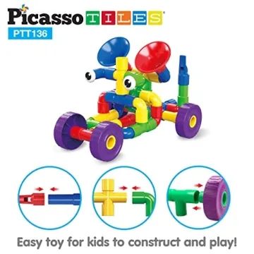 PicassoTiles PTT136 Tubular Pipes Building Block Set