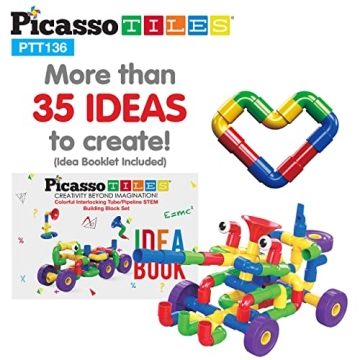 PicassoTiles PTT136 Tubular Pipes Building Block Set